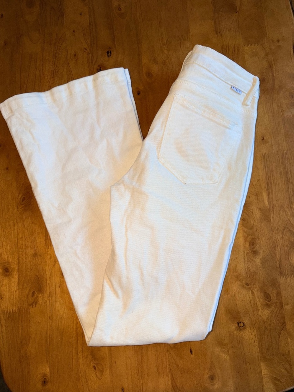 Risen Jeans White High Rise Flare Denim Pants RDP5327 Womens Size 7/28 Boho 311